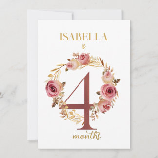 Floral Elegant First Year Baby Milestone Card