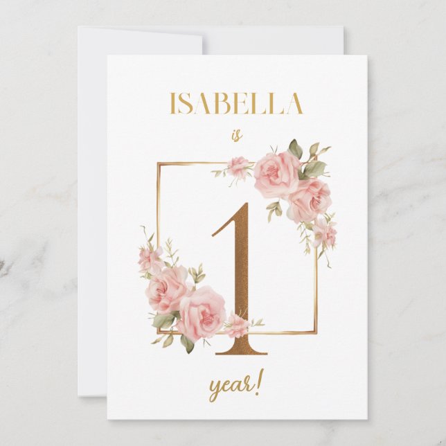 Floral Elegant First Year Baby Milestone Card (Front)