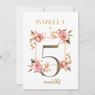 Floral Elegant First Year Baby Milestone Card