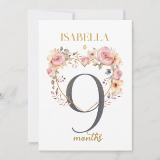 Floral Elegant First Year Baby Milestone Card