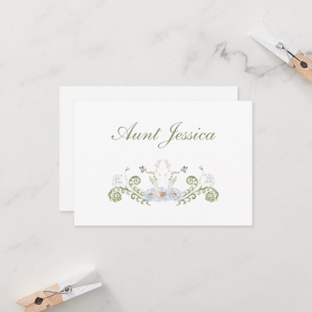 Floral Elegant Flat Place Card (Front/Back In Situ)