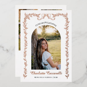Floral Elegant Foil Frame Photo Graduation 