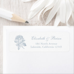 Floral Elegant French Roses Blue Wedding Address