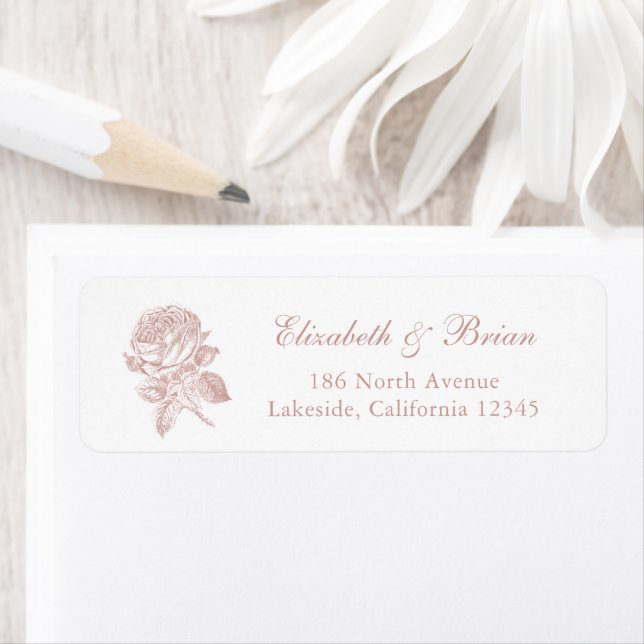 Floral Elegant French Roses Blush Wedding Address (Insitu)