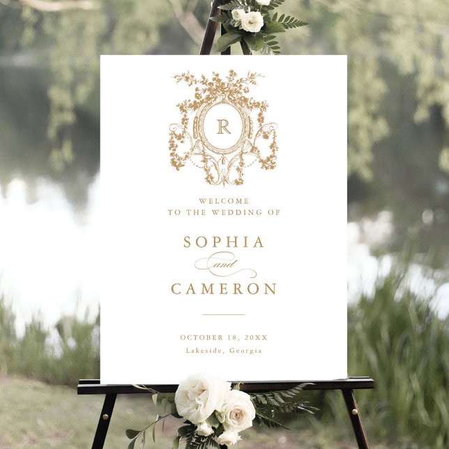 Floral Elegant French Roses Crest Welcome Sign (Creator Uploaded)