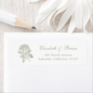 Floral Elegant French Roses Sage Wedding Address