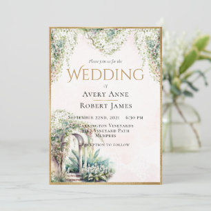 Floral Elegant Gold Garden Greenery Wedding Invitation