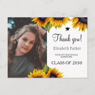 Floral elegant graduation photo graduate thank you postcard