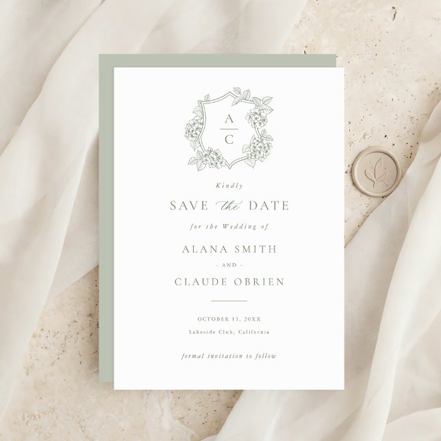 Floral Elegant Green Hydrangea Save the Date Invitation (Creator Uploaded)