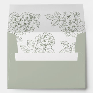 Floral Elegant Green Hydrangea Wedding Envelope