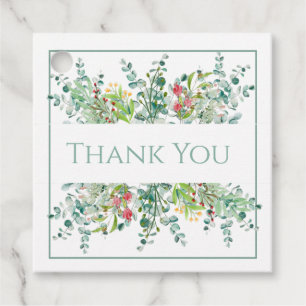 Floral Elegant Greenery Watercolor Thank You Favour Tags