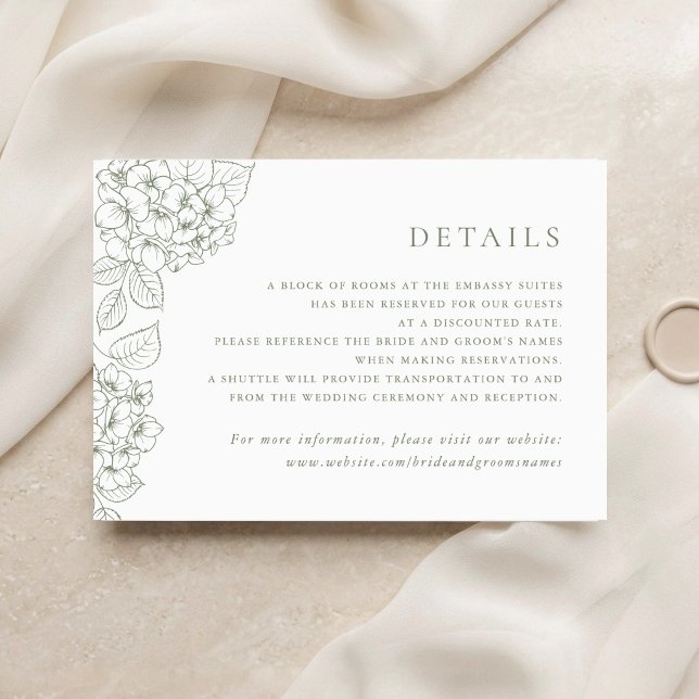 Floral Elegant Hydrangea Wedding Insert Details Invitation (Creator Uploaded)