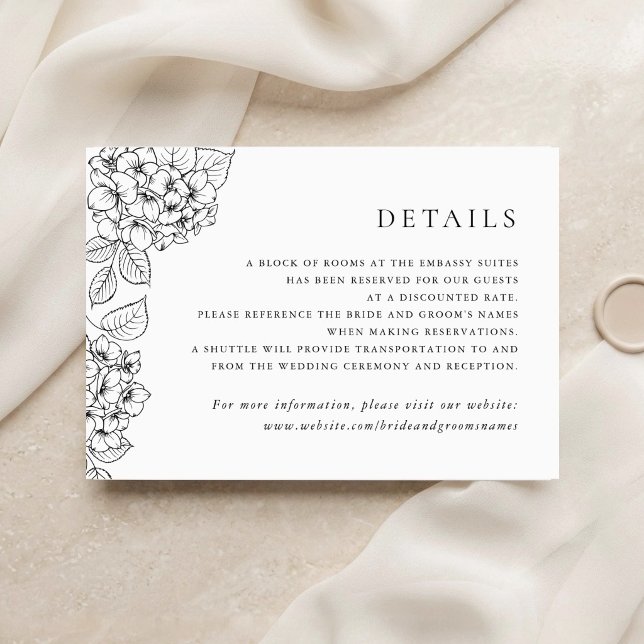 Floral Elegant Hydrangea Wedding Insert Details Invitation (Creator Uploaded)