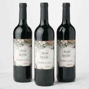 Floral Elegant Inspirivity Wedding Pretty Modern Wine Label