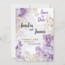 Floral Elegant Lavender Wedding Save the Date