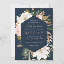 Floral Elegant Magnolia Blush Navy Neutral Wedding