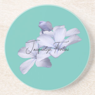 Floral Elegant Minimalist Calligraphy Add Name Coaster