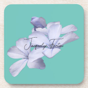 Floral Elegant Minimalist Calligraphy Add Name Coaster