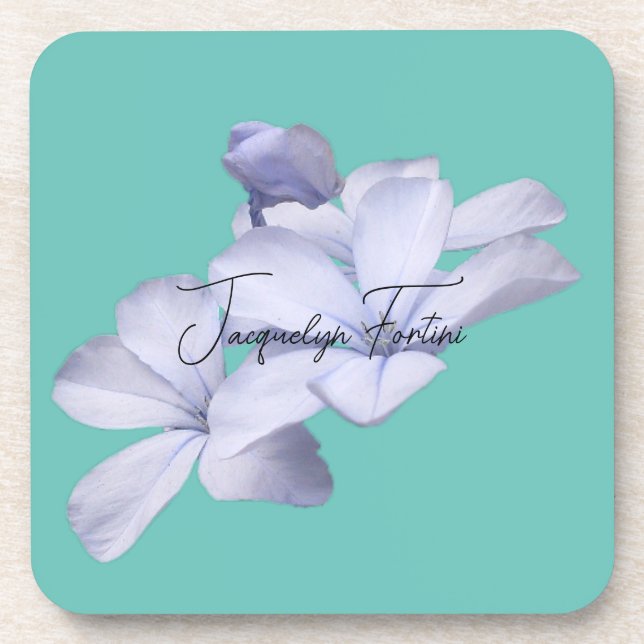 Floral Elegant Minimalist Calligraphy Add Name Coaster (Front)
