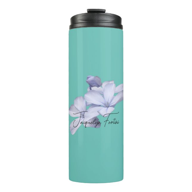 Floral Elegant Minimalist Calligraphy Add Name Thermal Tumbler (Front)
