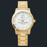 Floral Elegant Minimalist Monogram Couple’s Names Watch<br><div class="desc">Couple Names Floral Monogram Watch – A beautifully designed personalized watch that blends bohemian charm with timeless elegance. Featuring delicate floral accents and a stylish monogram, this watch is perfect for couples celebrating love, weddings, anniversaries, or engagements. Customize it with your names, initials, and a special date to create a...</div>