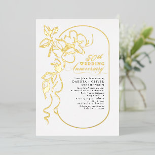 Floral Elegant Modern Wedding Anniversary Gold