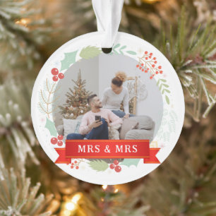 Floral Elegant Our First Christmas as Mr & Mrs Ornament