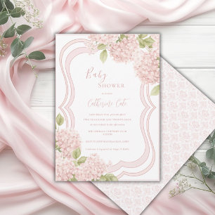 Floral Elegant Pink Hydrangea Bridal Shower  Invitation
