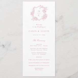 Floral Elegant Pink Hydrangea Wedding Program Programme