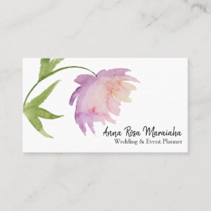 *~* Floral Elegant Pink Lavender Watercolor Peony Business Card