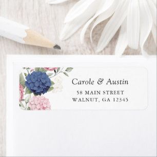 Floral Elegant Pink & Navy Blue Hydrangea Address