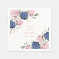 Floral Elegant Pink Navy Blue Hydrangea Wedding