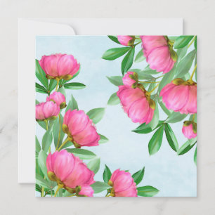 Floral Elegant Pink Peonies Simple Garden Flowers  Invitation