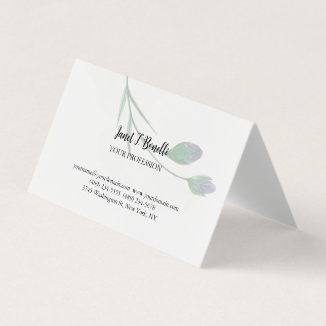 Floral Elegant Plain Simple Professional Business Card (Front)