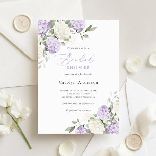 Floral Elegant Purple Hydrangea Bridal Shower Invitation