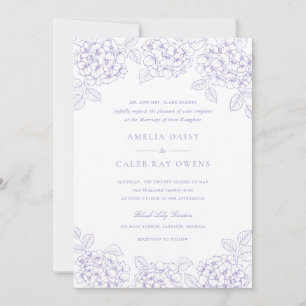 Floral Elegant Purple Hydrangea Frame Wedding Invitation