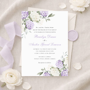 Floral Elegant Purple Hydrangea Greenery Wedding Invitation