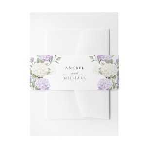 Floral Elegant Purple Hydrangea Greenery Wedding Invitation Belly Band