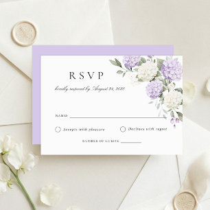 Floral Elegant Purple Hydrangea Wedding RSVP Card