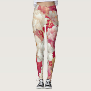 Floral elegant red leggings