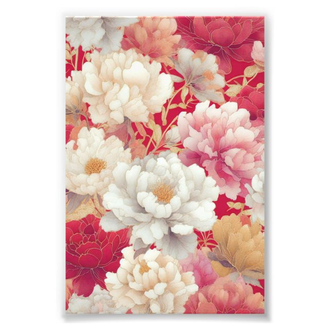 Floral elegant red photo print (Front)