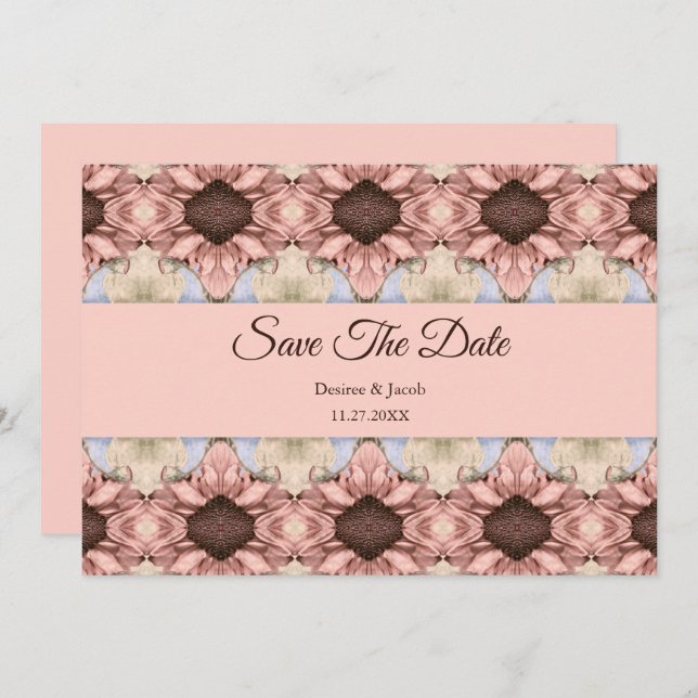 Floral Elegant Rose Gold Blush Pink Save The Date Announcement (Front/Back)