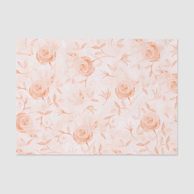 Floral Elegant Rose Peach Pattern Tissue Paper (Front)