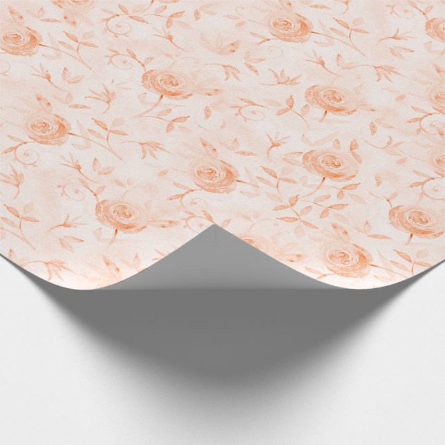 Floral Elegant Rose Peach Pattern Wrapping Paper (Corner)