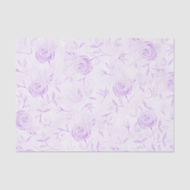 Floral Elegant Rose Purple Pattern Tissue Paper (Front)