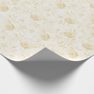 Floral Elegant Rose Yellow Pattern Wrapping Paper