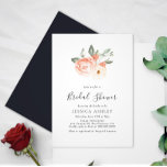 Floral Elegant Script Bridal Shower Invitation<br><div class="desc">Spring bridal shower invitations,  featuring elegant peachy shades of orange in florals,  tulips and botanical greenery.</div>