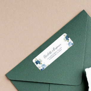 Floral Elegant Script Dusty Blue Return Address