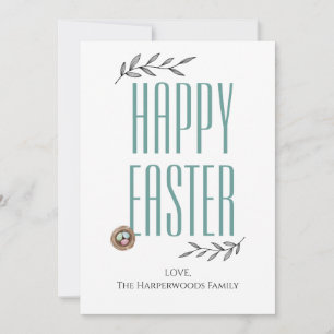 Floral Elegant Script Easter Family Easter Egg Holiday Card