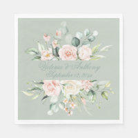 Floral Elegant Script Name Sage Green Wedding